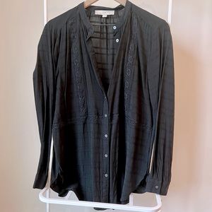 Long Sleeve Blouse with Lace Detail - Black